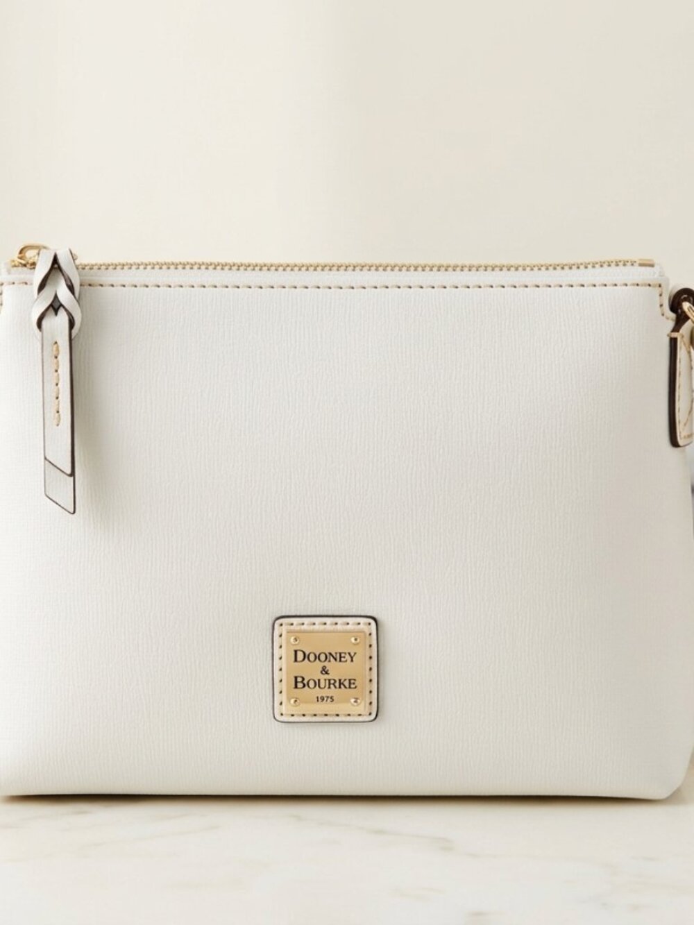 NWT Dooney & Bourke Off-White Crossbody Bag with Gold Accents